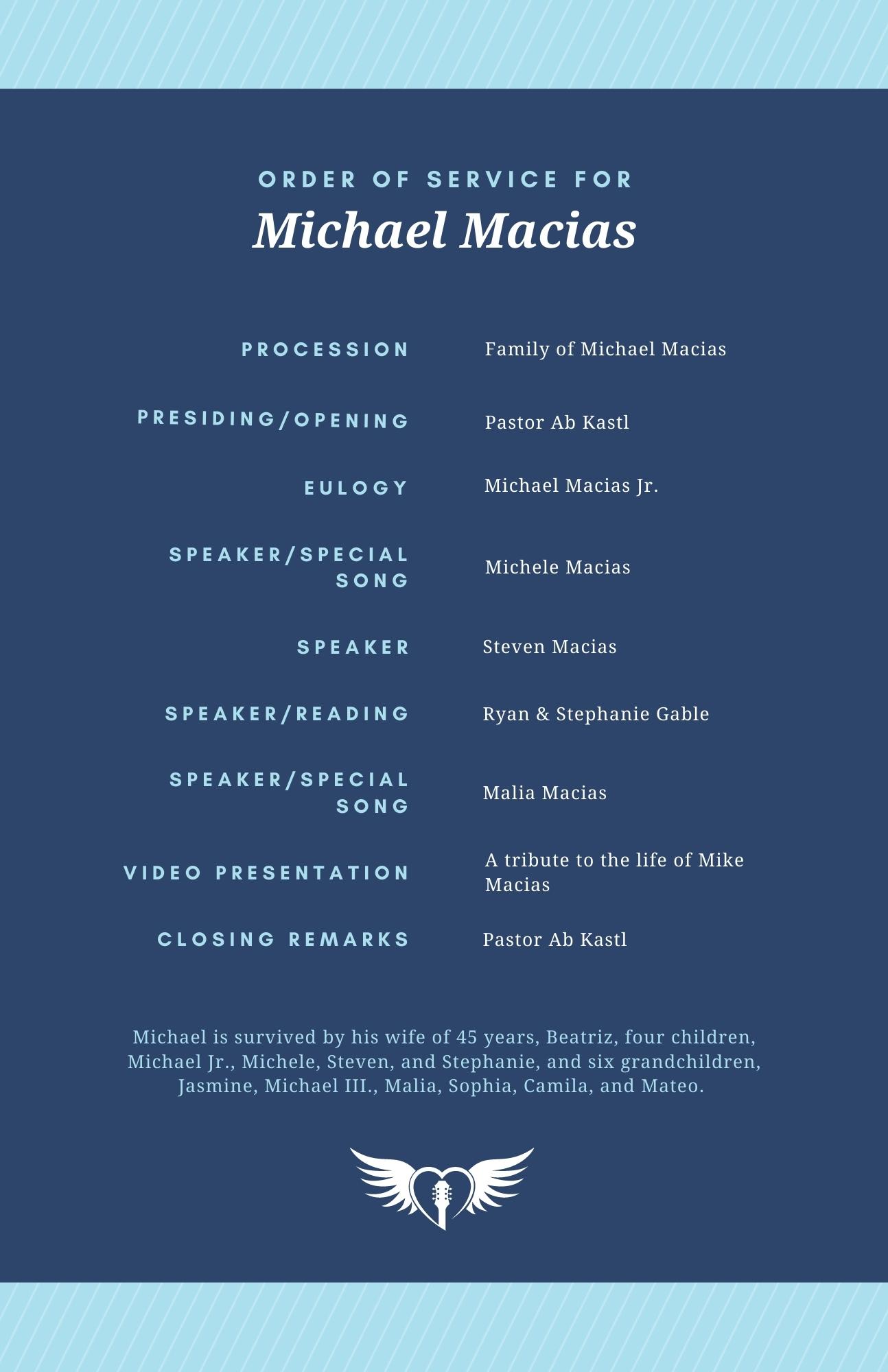 Order of Service Michael Macias